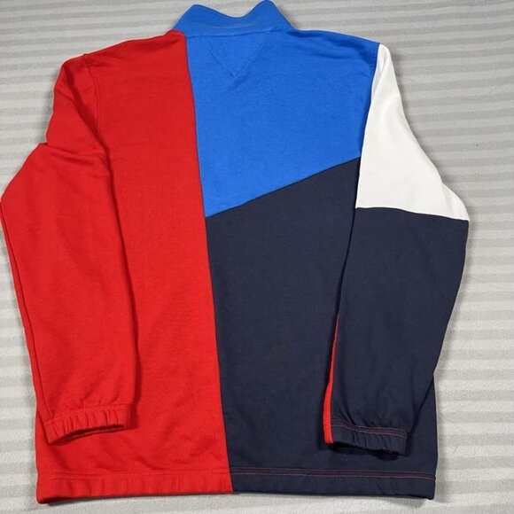 Tommy Hilfiger Sweatshirt Mens Medium Red Blue Colorblock Pullover 1/4 Zip - Picture 5 of 12
